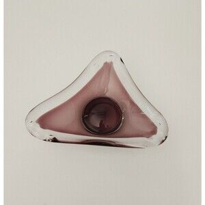Vintage Murano Style Glass Bowl Cranberry Clear triangle